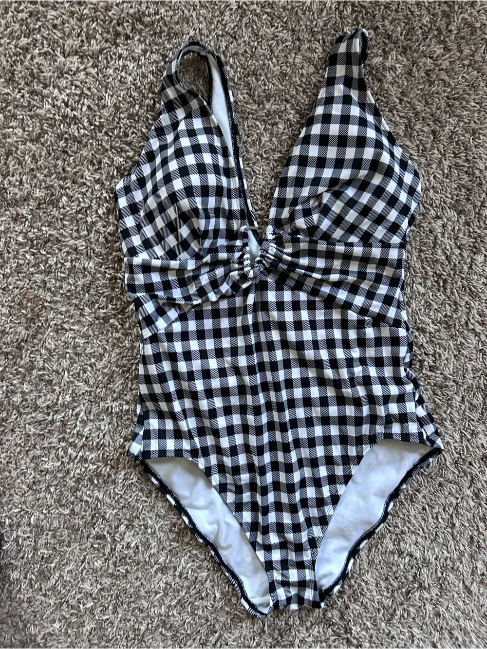 Adore Me Black and White Gingham One-Piece Swimsuit